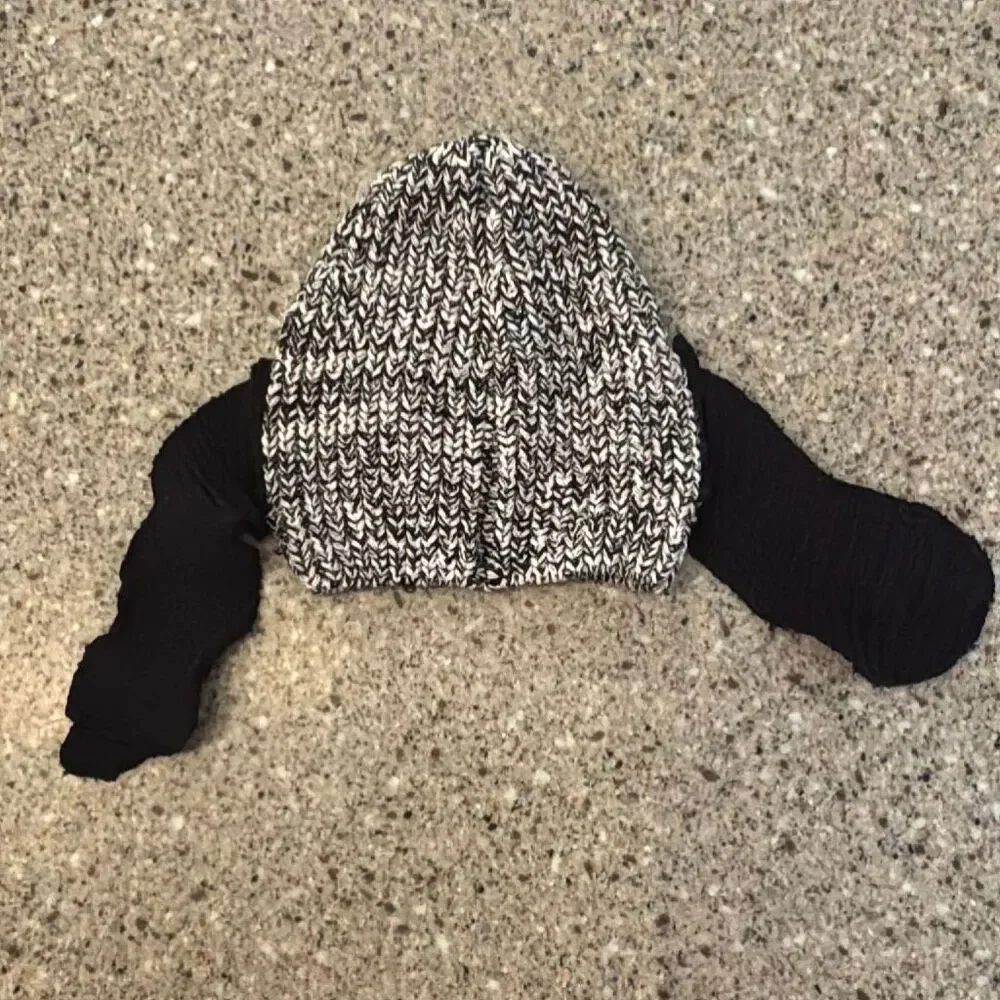 Love Your Melon x Peanuts Snoopy Ear Infant Beanie | Black White Marled | NWT |
